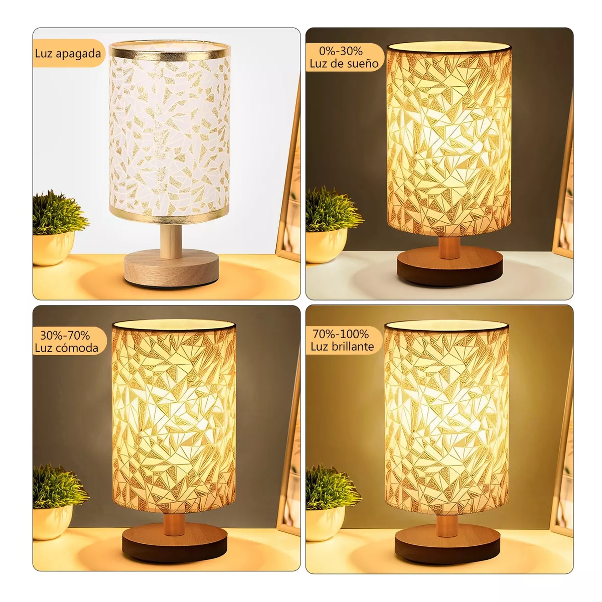 Lámpara De Mesa Y Buró Usb Para Noche Ajuste Control Remoto