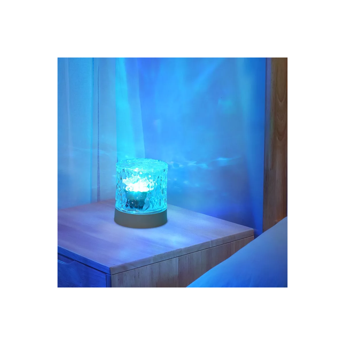 Lámpara Led Cristal Luz De Noche Recarga Giratorio Proyector