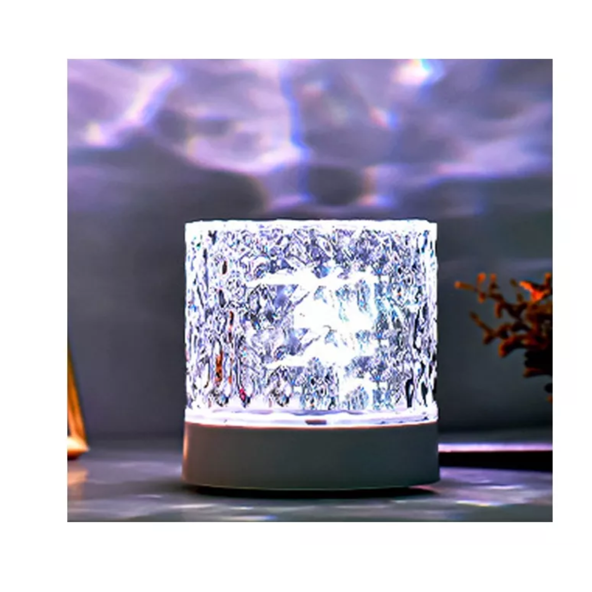 Lámpara Led Cristal Luz De Noche Recarga Giratorio Proyector