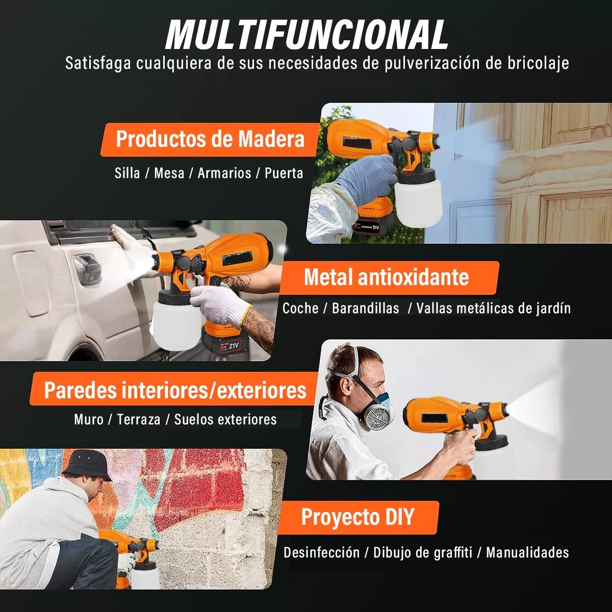 Pistola Para Pintar Inalámbrica Pulverizador Pintura Casas