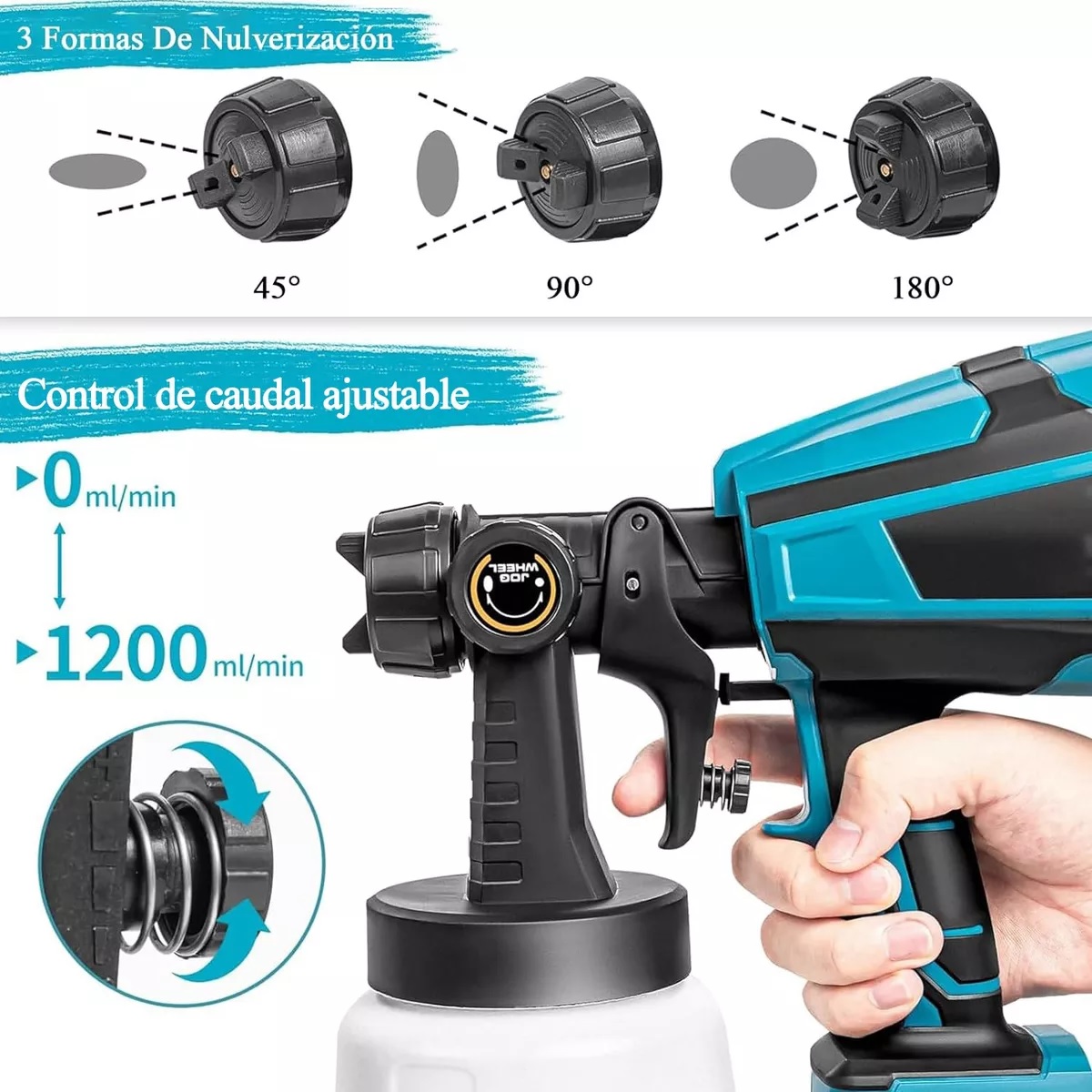 Pistola Para Pintar Casas Pintura Inalámbrico 1000ml 2 Pilas Azul