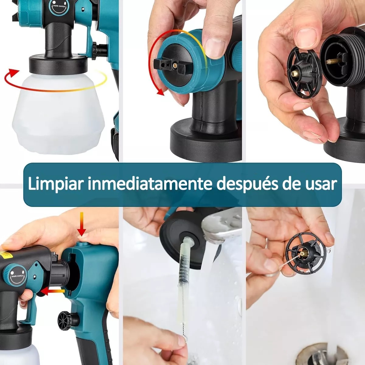 Pistola Para Pintar Casas Pintura Inalámbrico 1000ml 2 Pilas Azul