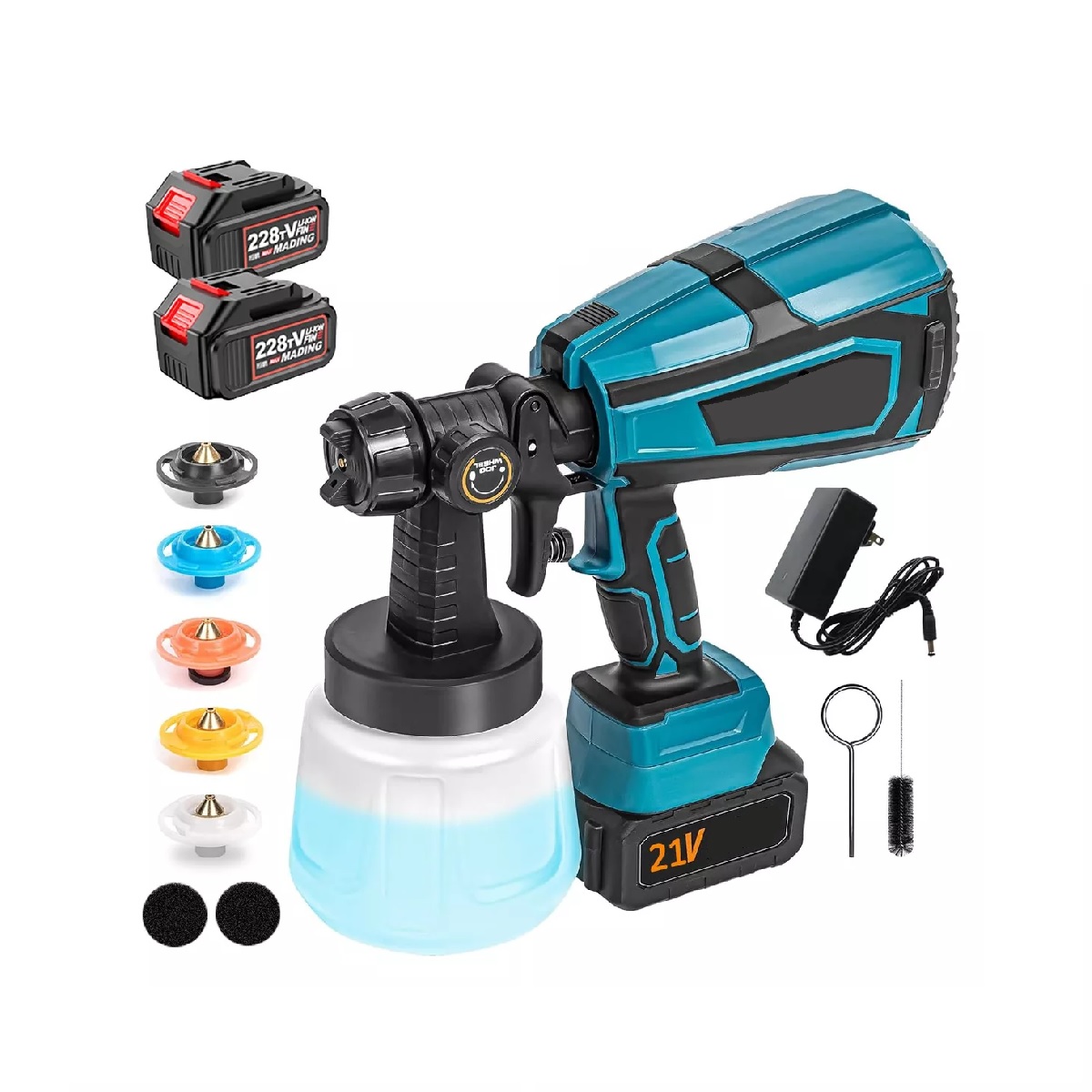 Pistola Para Pintar Casas Pintura Inalámbrico 1000ml 2 Pilas Azul