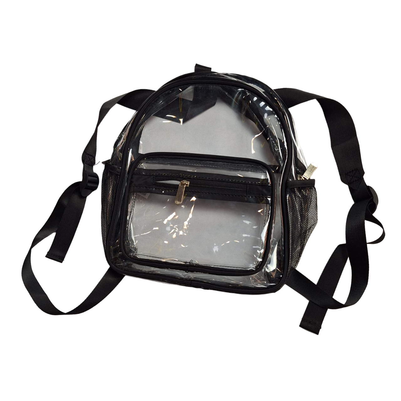 Mochila Bolsa Transparente Impermeable Multifuncional Tiras Color Negro