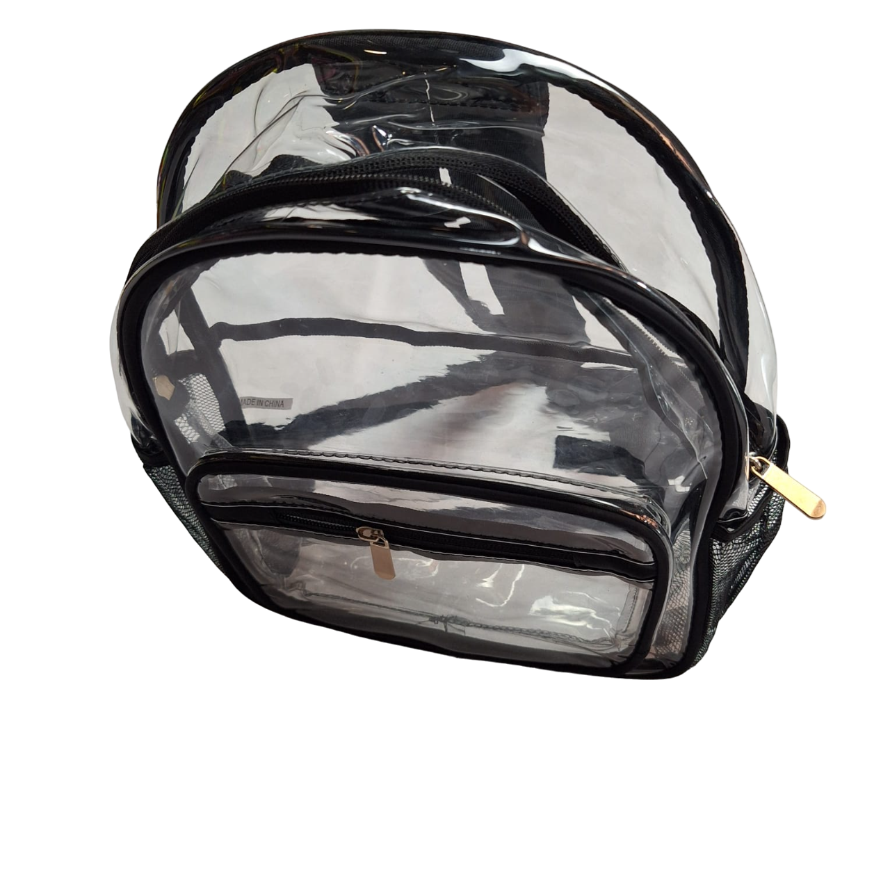 Mochila Bolsa Transparente Impermeable Multifuncional Tiras Color Negro