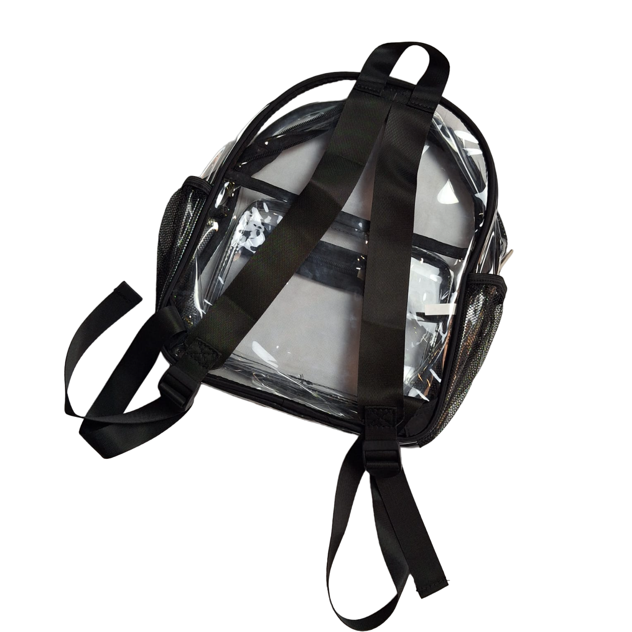 Mochila Bolsa Transparente Impermeable Multifuncional Tiras Color Negro