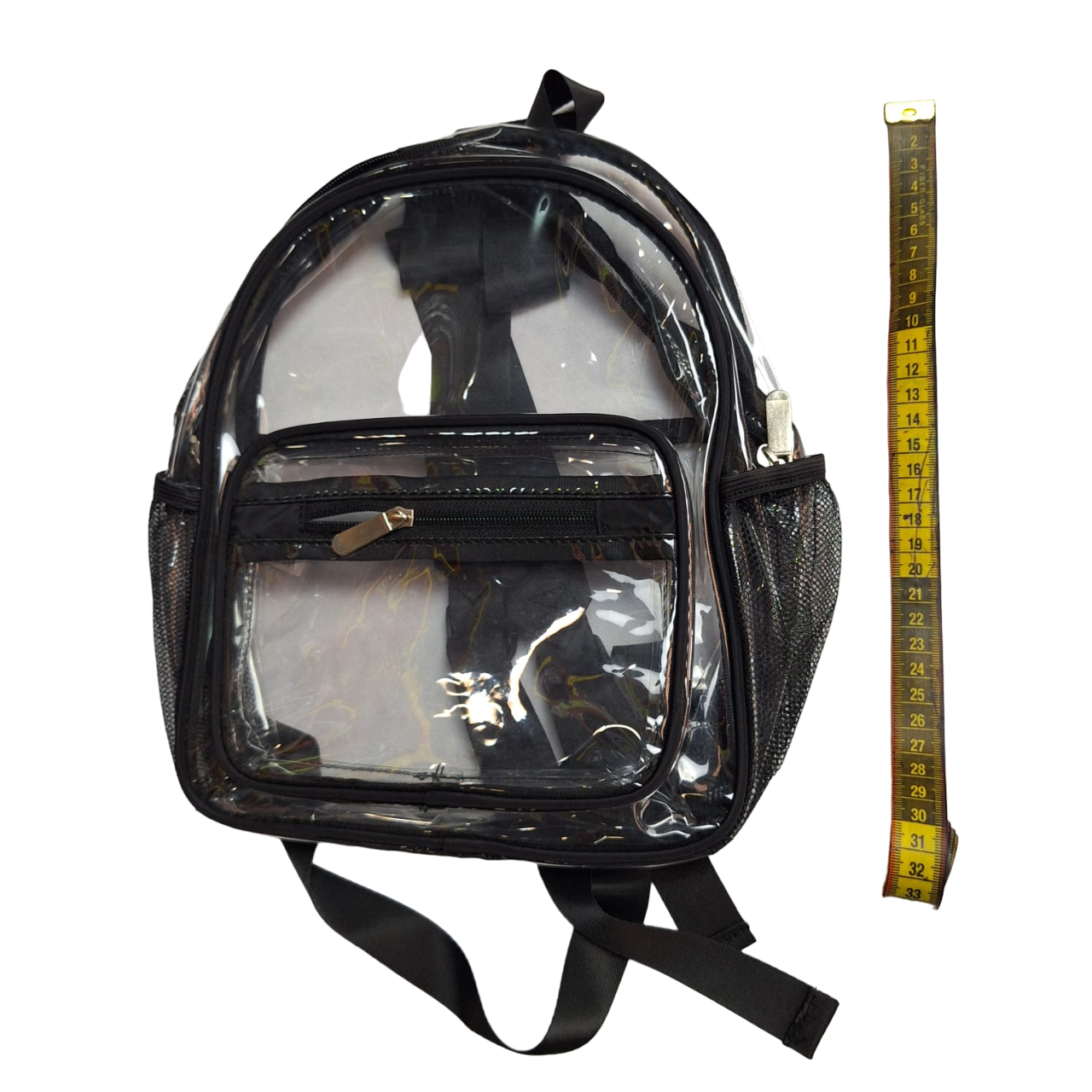 Mochila Bolsa Transparente Impermeable Multifuncional Tiras Color Negro