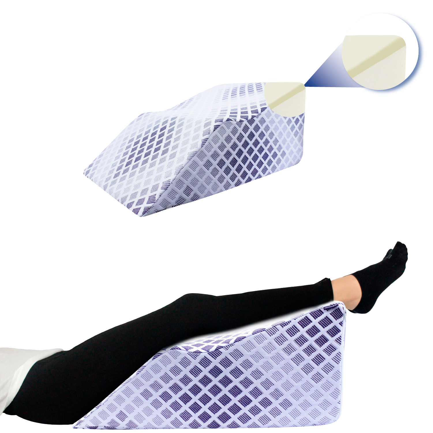 DR JOOHN Cojín elevación de piernas disminuye Varices y pies hinchados|Diseñado para favorecer el Retorno venoso | 61 x 41 x 26 cm |Funda de algodón - poliéster | Memory Foam.