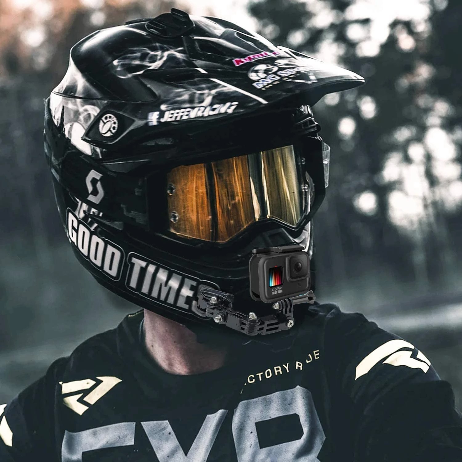 SOPORTE BRAZO ACCESORIO MONTAJE CAMARA DEPORTIVA CASCO MOTO BICI DEPORTE GO PRO SEGURIDAD AUTO 4K