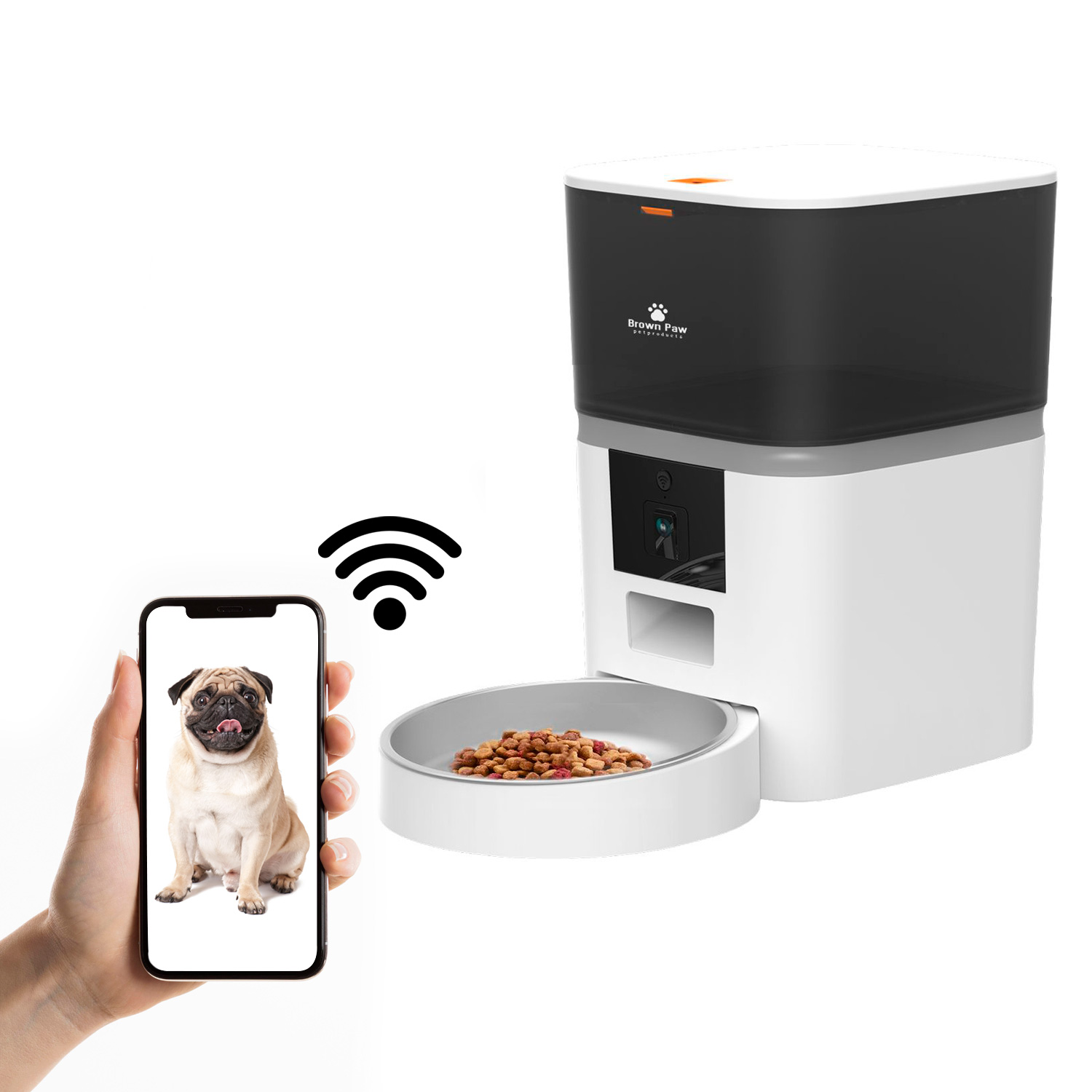 Dispensador de Alimento para Mascotas Wifi Cámara Inteligente Smart 4 Lts Brown Paw