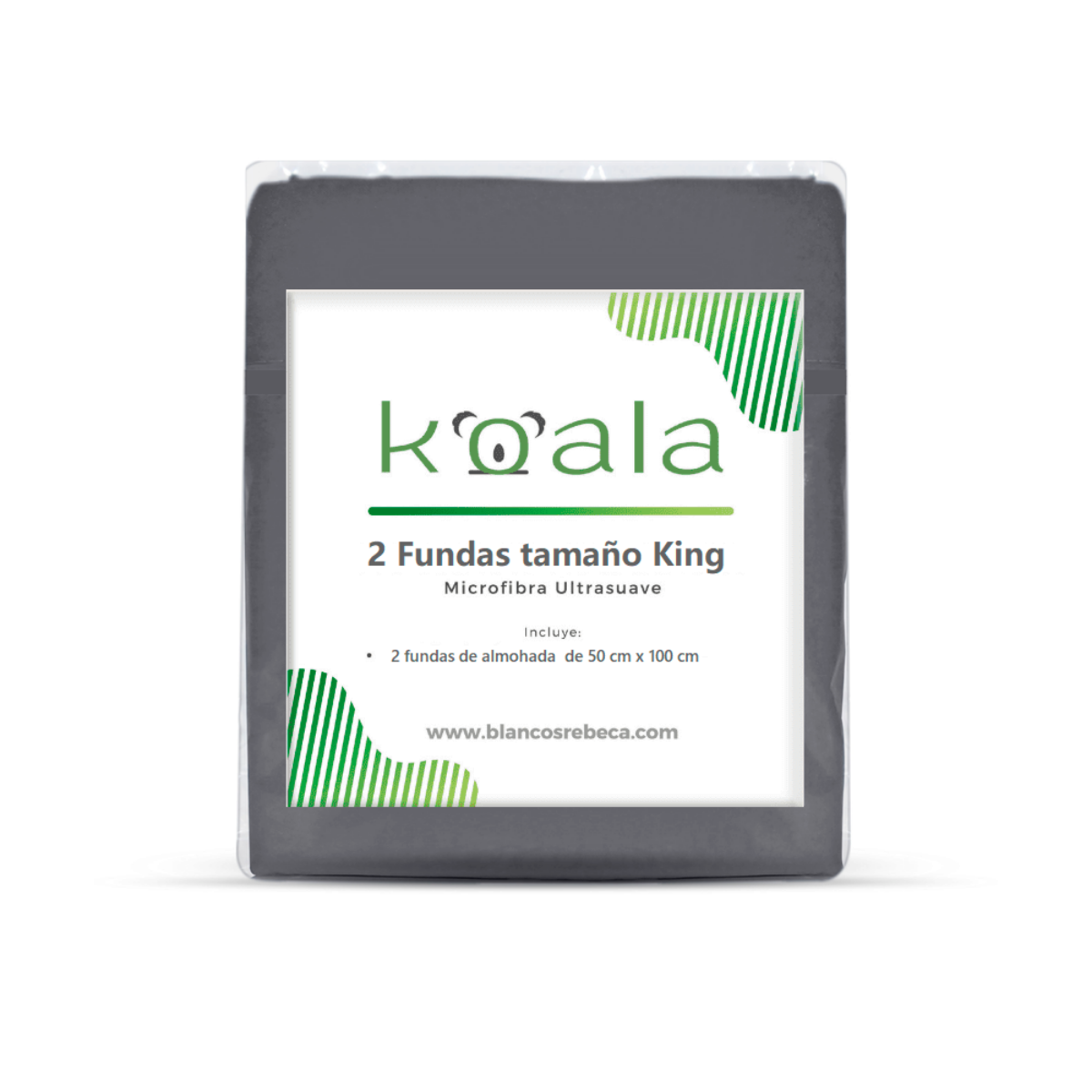2 Fundas de almohada Koala - King Size - Gris Oxford