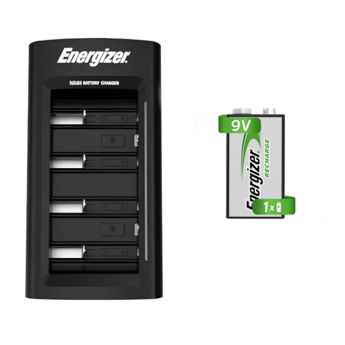 Cargador Universal Energizer + 1 Pila Recargable 9V 175Mah.