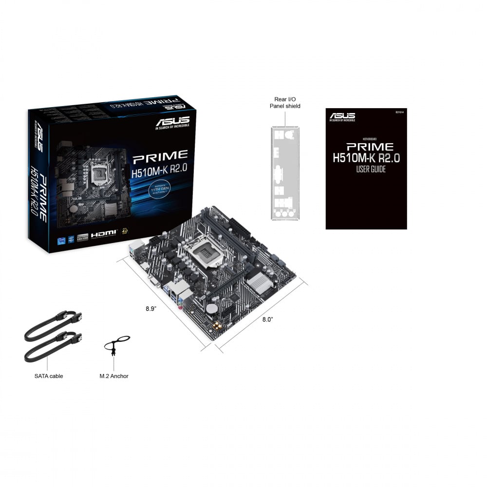 Tarjeta Madre, Motherboard Asus Micro-ATX Prime H510M-K R2.0 S-1200 Intel H470 HDMI 64GB DDR4