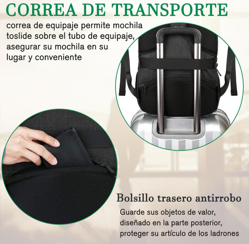 Mochila Para Laptop De 15.6 Pulgadas, Mochila De Viaje Para Laptop, Con Puerto Carga Usb, Ideal Para Negocios, Mejor Mochila Para Escolar, Antirrobo