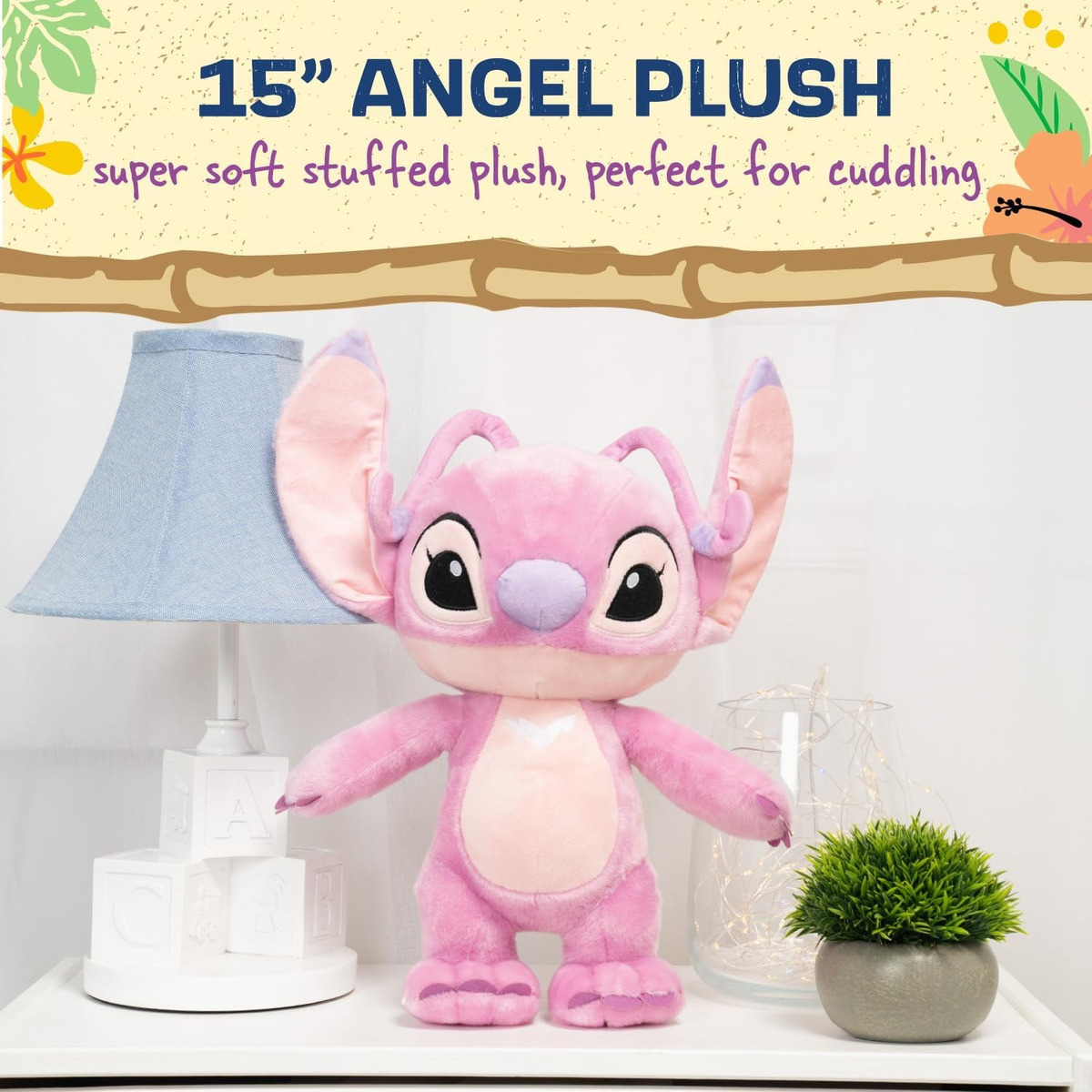 Peluche Stitch Angel Suave Color Rosa De 38cm