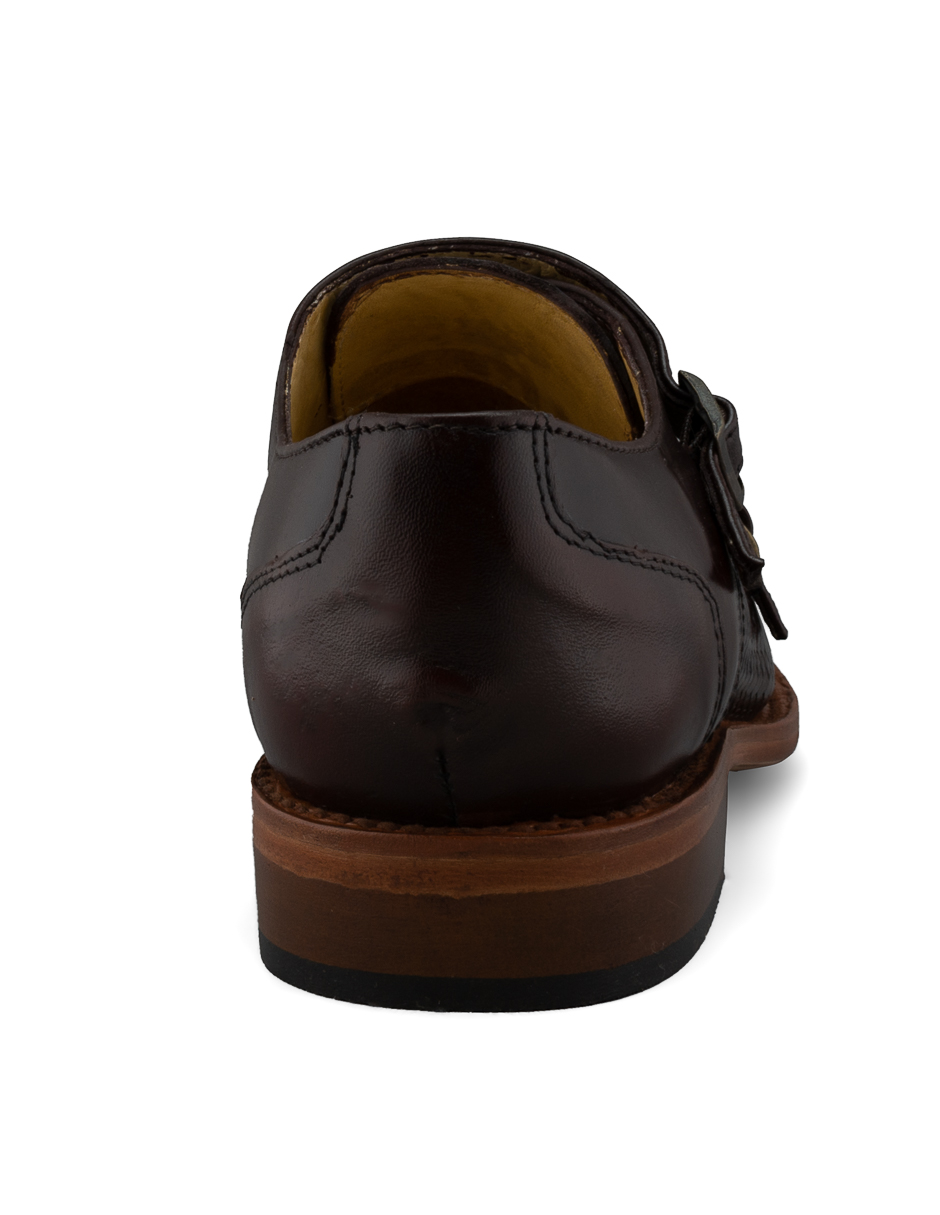 Zapato Estilo Monkstrap Dasalo Para Caballero Color Vino En Piel Vacuno Genuino