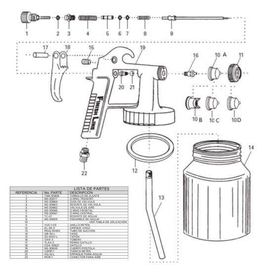 Pistola para pintura vinílica MGQ-740FL Devilbiss