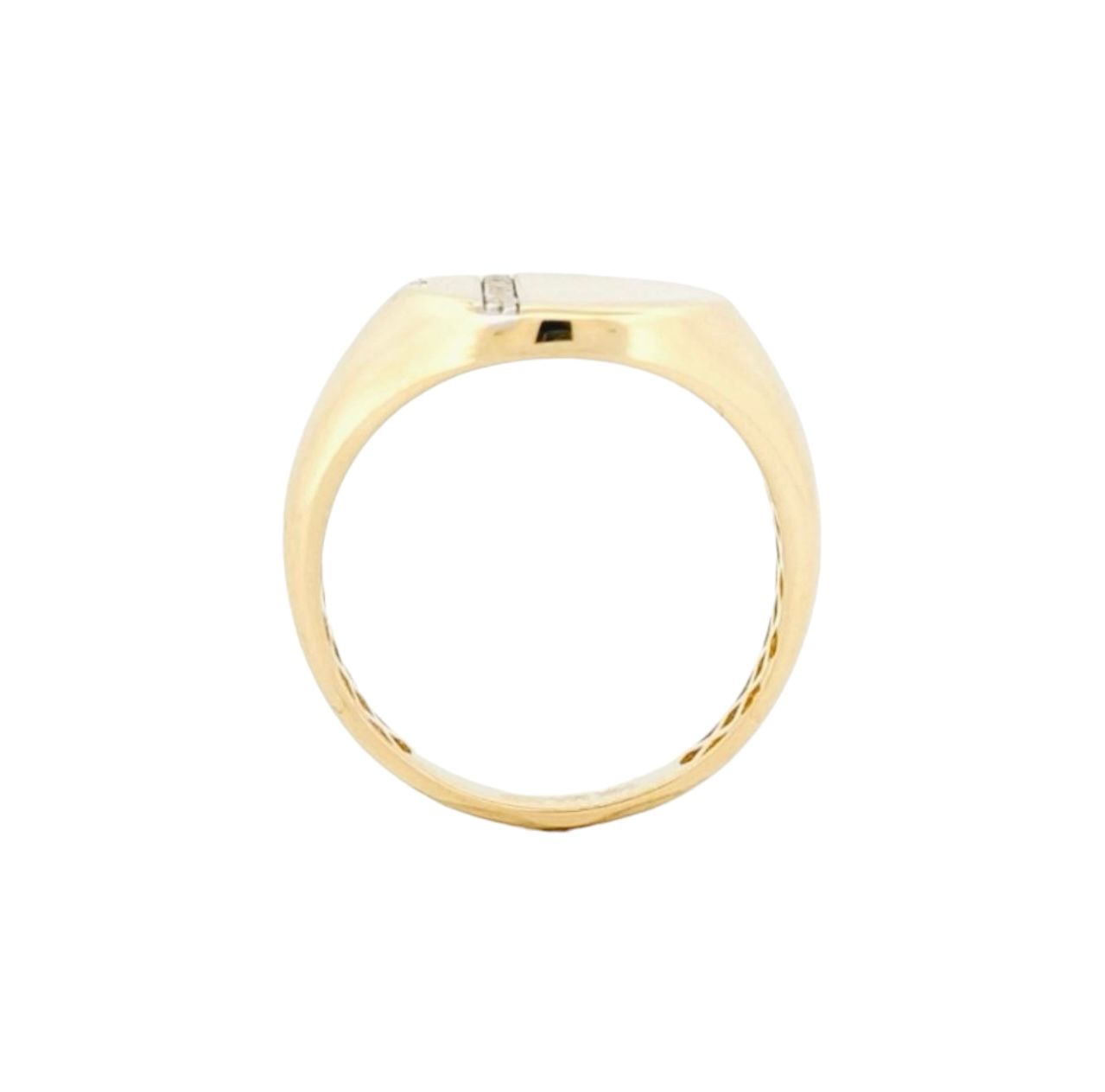 Anillo Sello Redondo Línea Zirconias Oro 14 K + Obsequio.