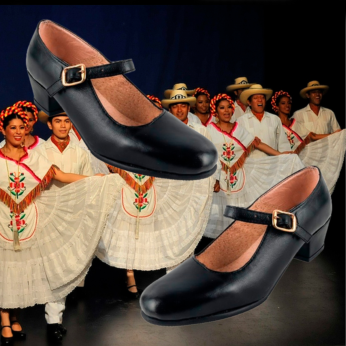 Zapatos Dama Danza Regional Folklor Baile 100% piel 145-n