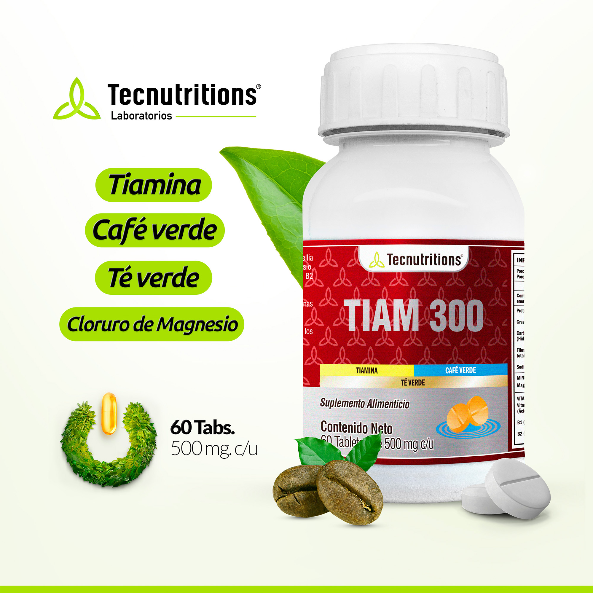 Suplemento Súper Tiamina, Tiam 300, Tecnutritions® Desvelo Y Fatiga