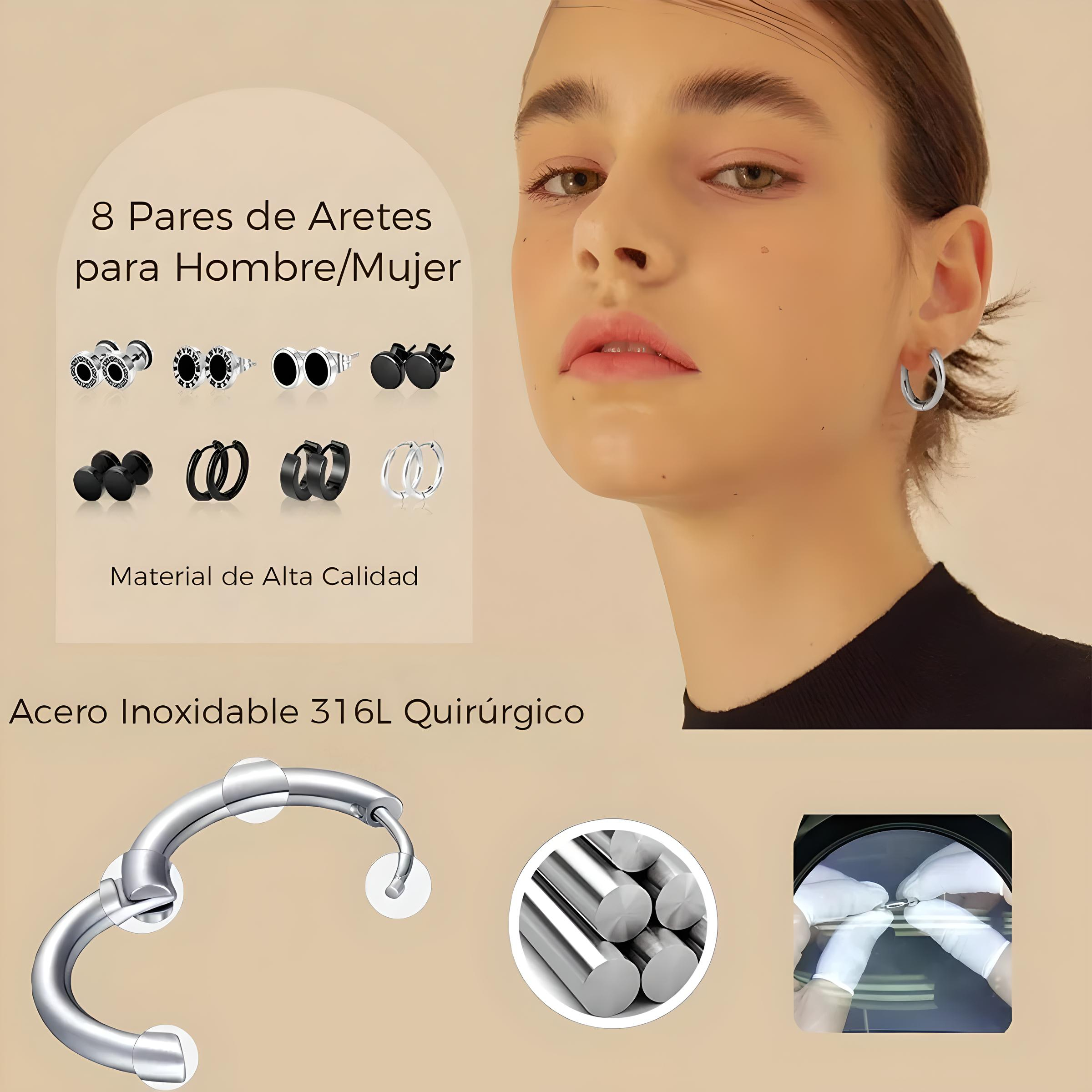 Pendientes De Acero Inoxidable Para Hombre Y Mujer, 8 Pares