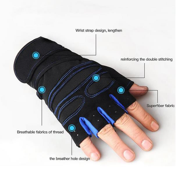 Guantes Gym Ejercicio Pesas Gimnasio Hombres Y Mujeres Con Muñequera Color Negros Nuevos