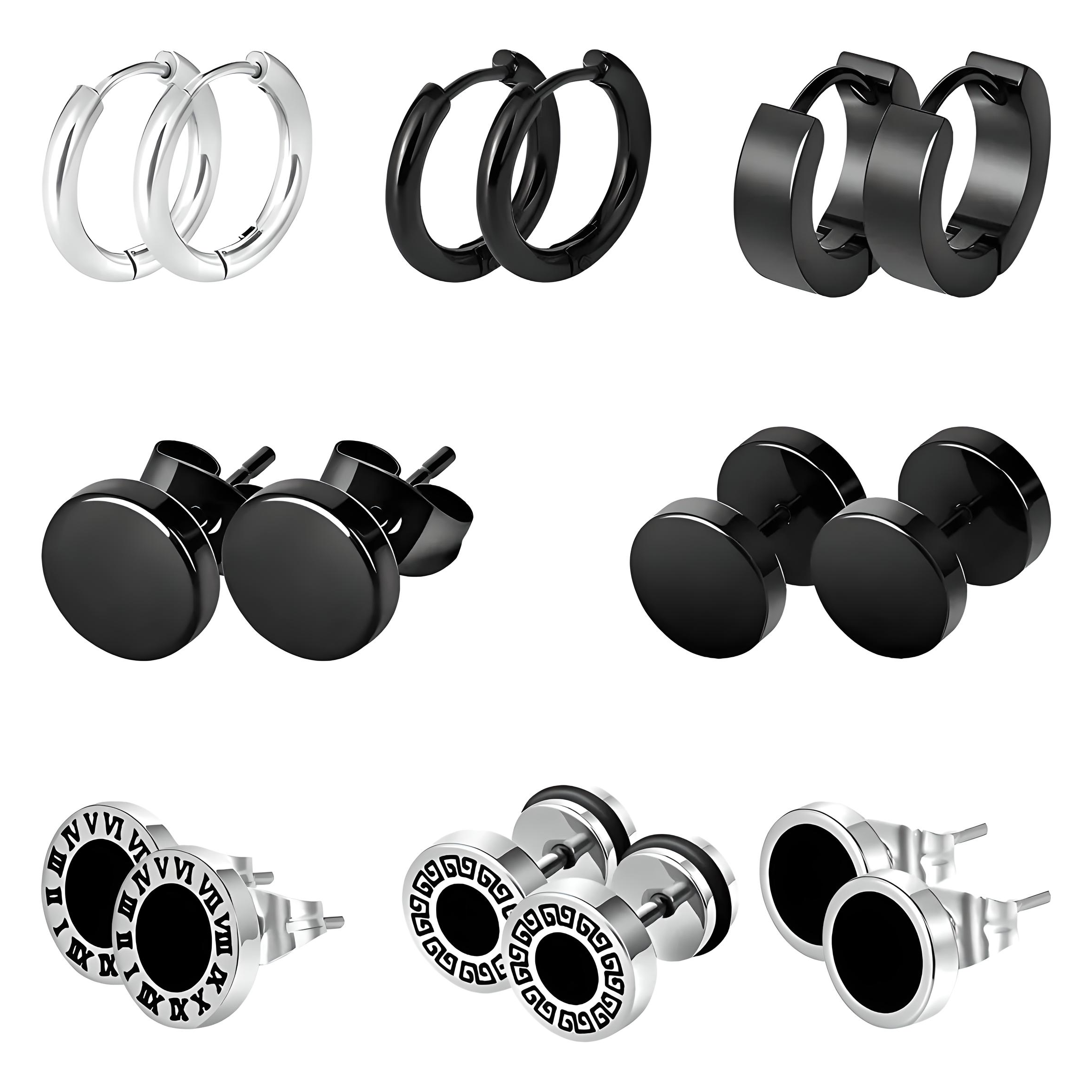 Pendientes De Acero Inoxidable Para Hombre Y Mujer, 8 Pares