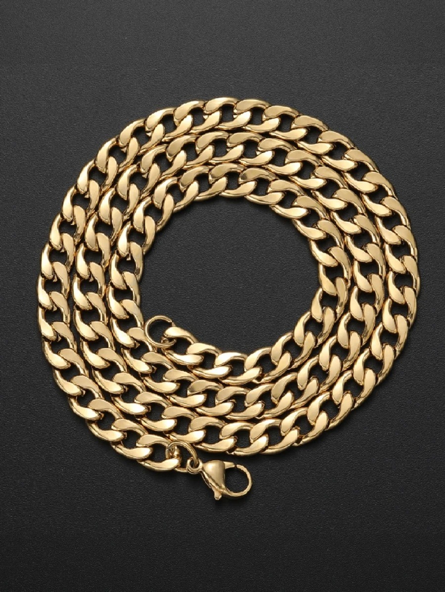 Cadena cubana color oro, acero inoxidable