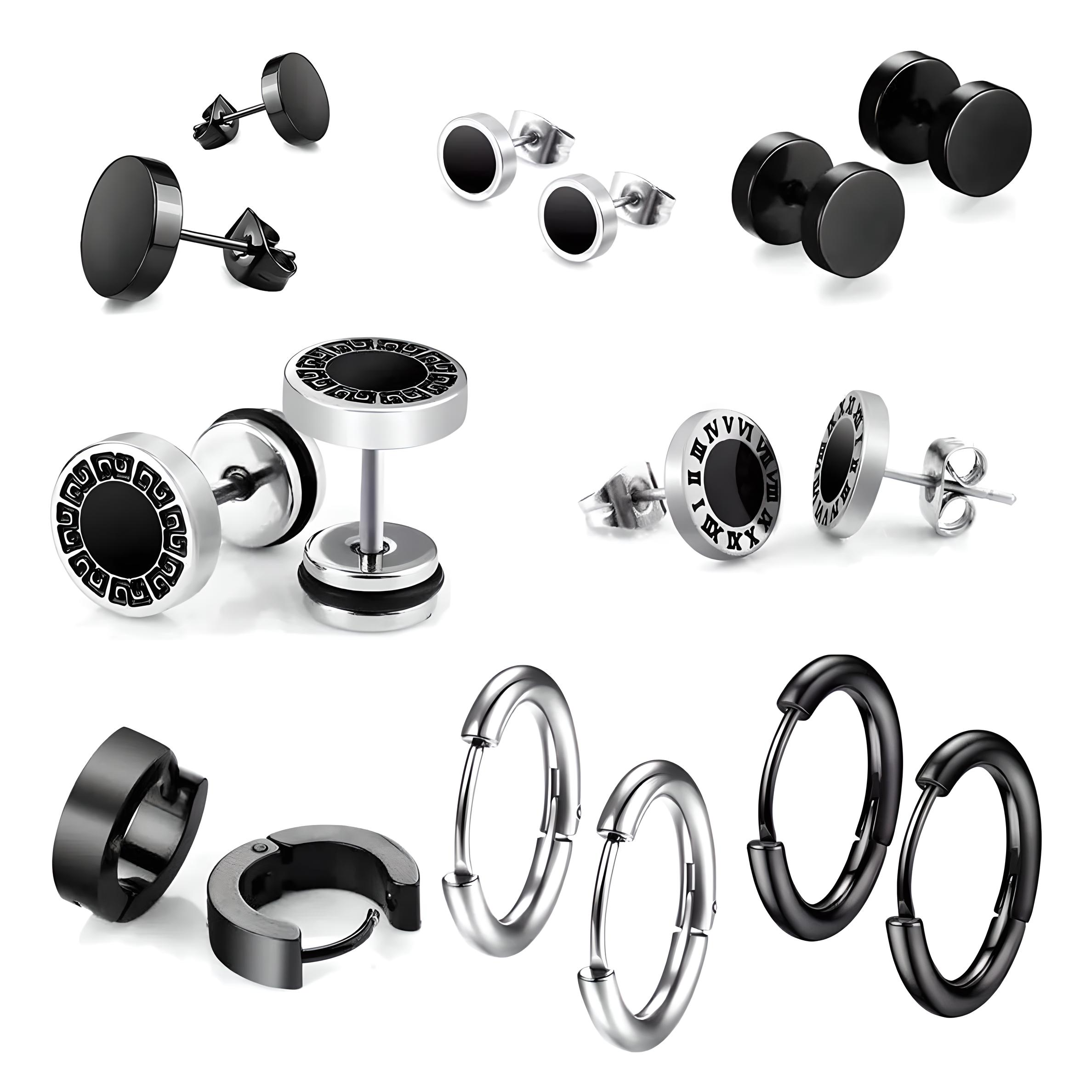 Pendientes De Acero Inoxidable Para Hombre Y Mujer, 8 Pares