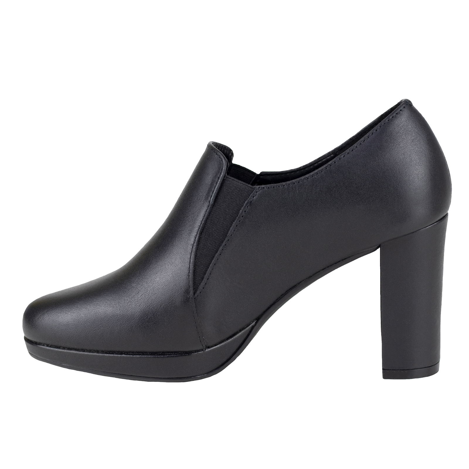 Zapato De Tacón Negro De Vestir Para Mujer Vicenza 7105 Piel Lisa Oficina.
