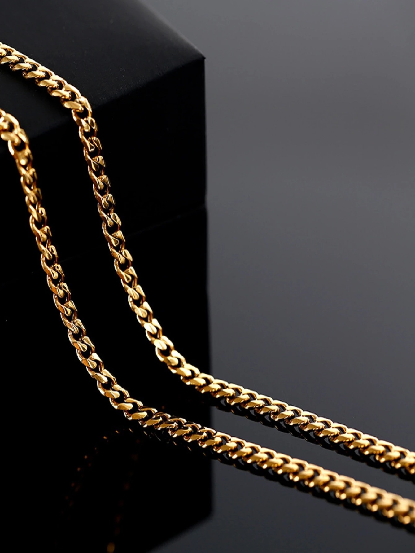 Cadena cubana color oro, acero inoxidable