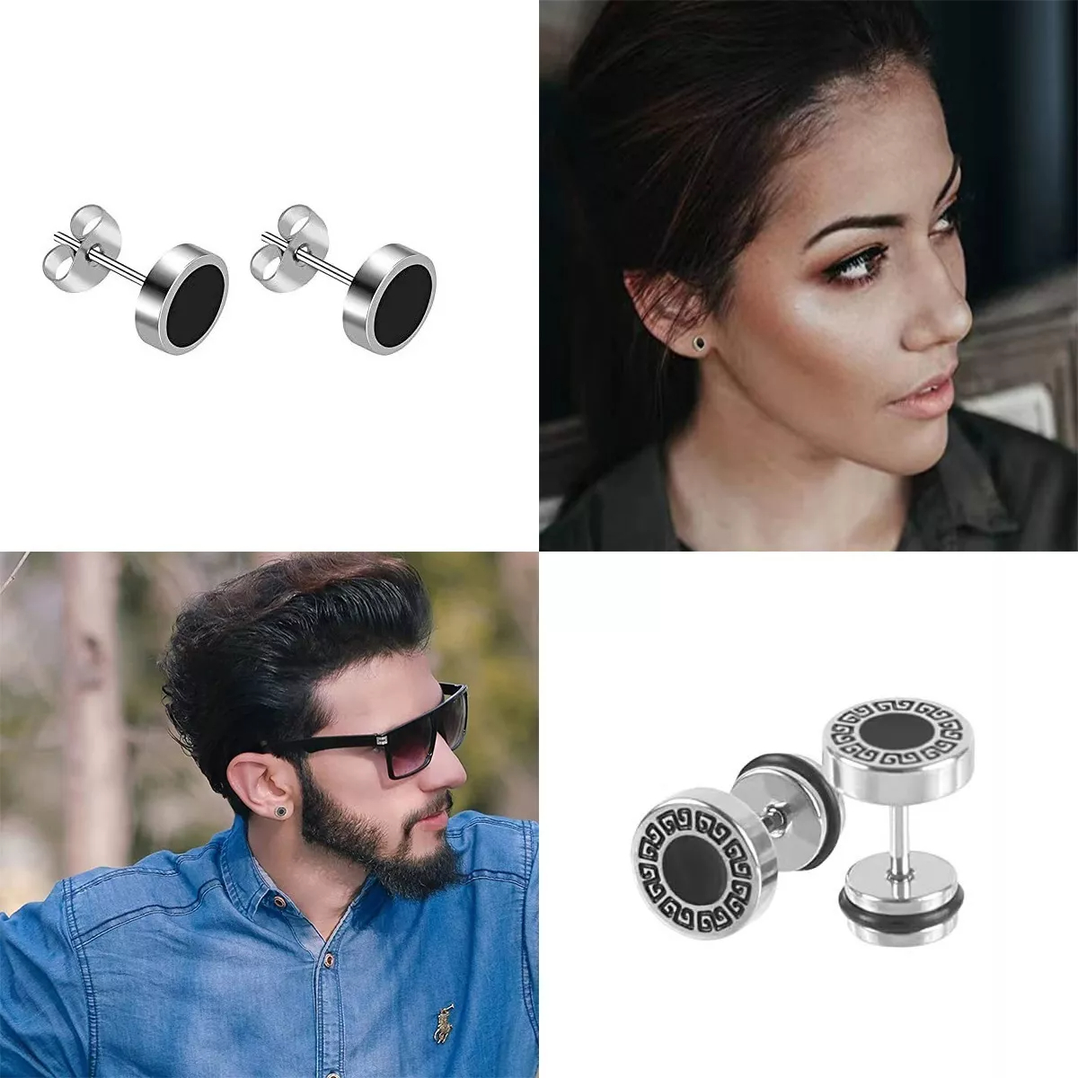 Pendientes De Acero Inoxidable Para Hombre Y Mujer, 8 Pares