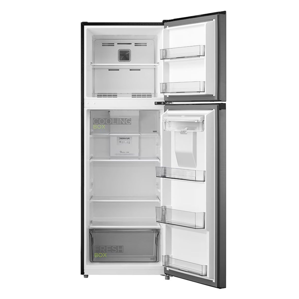 Refrigerador 10 pies top mount acabado blue steel marca midea.