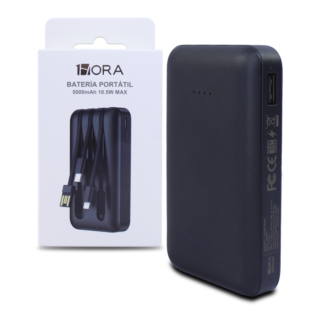 Bateria De Emergencia Power Bank 5000 Mah 10w Gar261 Color Negro