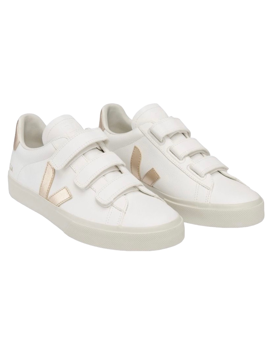 Tenis VEJA de campo para mujer logo dorado