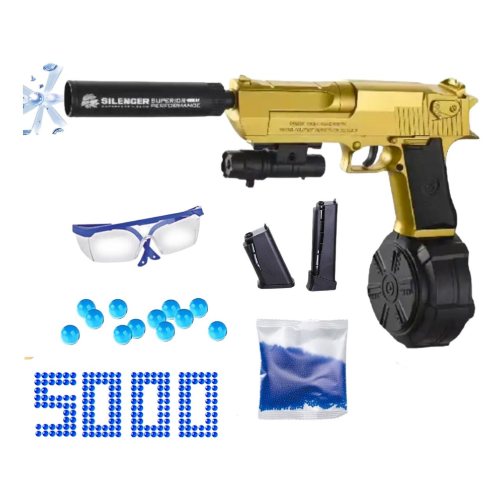 Pistola De Hidrogel Automática Desert Eagle Magnum Tambor,Juguete Lanzador Automático, Gel Blaster Juguete de Hidrogel para Exteriores, Juego de Equipo de Disparo de Bolas de Gel al Aire Libre,.
