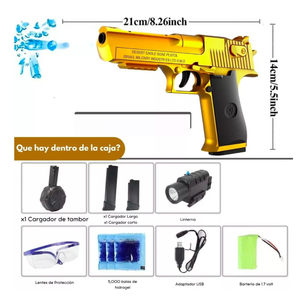 Pistola De Hidrogel Automática Desert Eagle Magnum Tambor,Juguete Lanzador Automático, Gel Blaster Juguete de Hidrogel para Exteriores, Juego de Equipo de Disparo de Bolas de Gel al Aire Libre,.