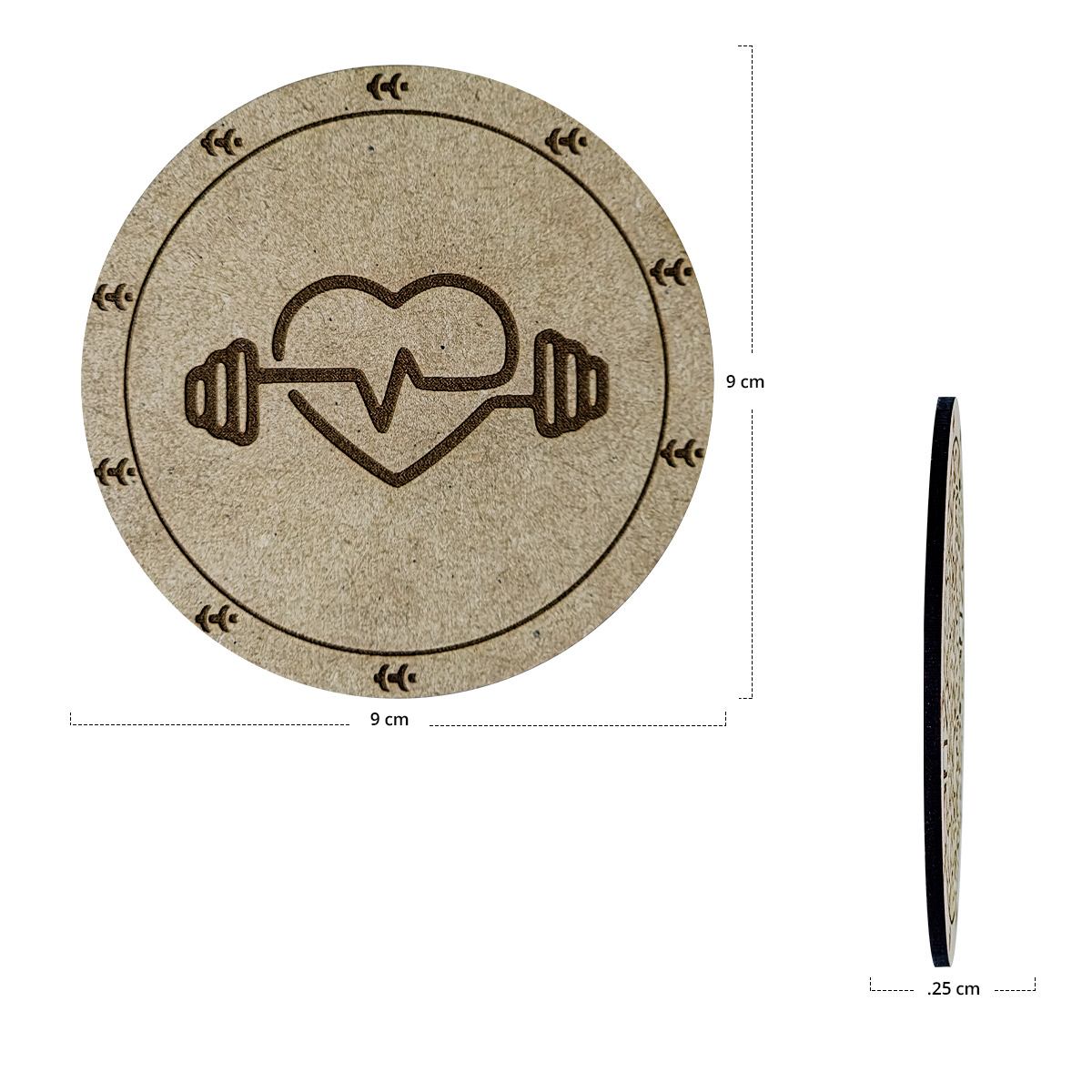 Portavasos GYM Mdf con llavero