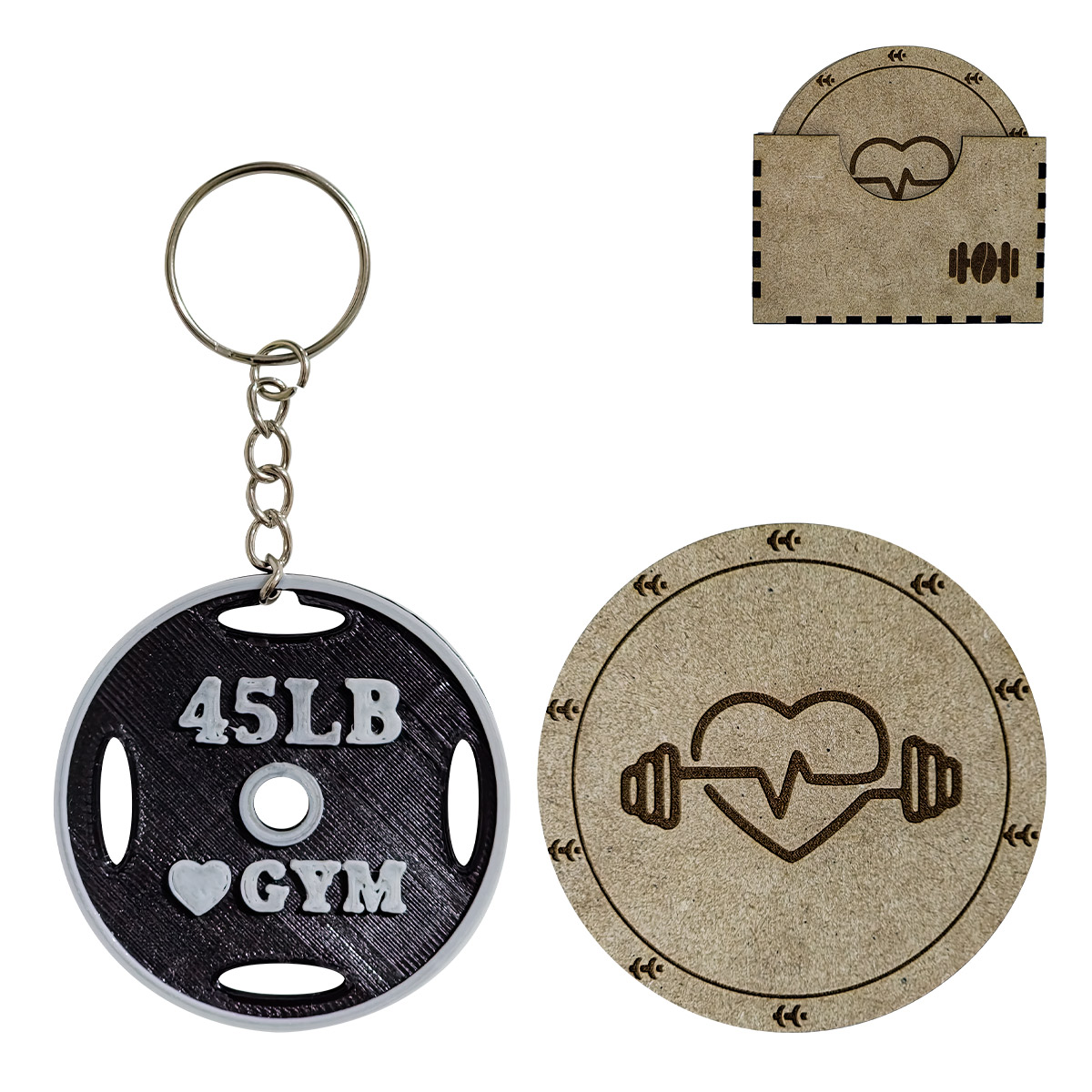 Portavasos GYM Mdf con llavero