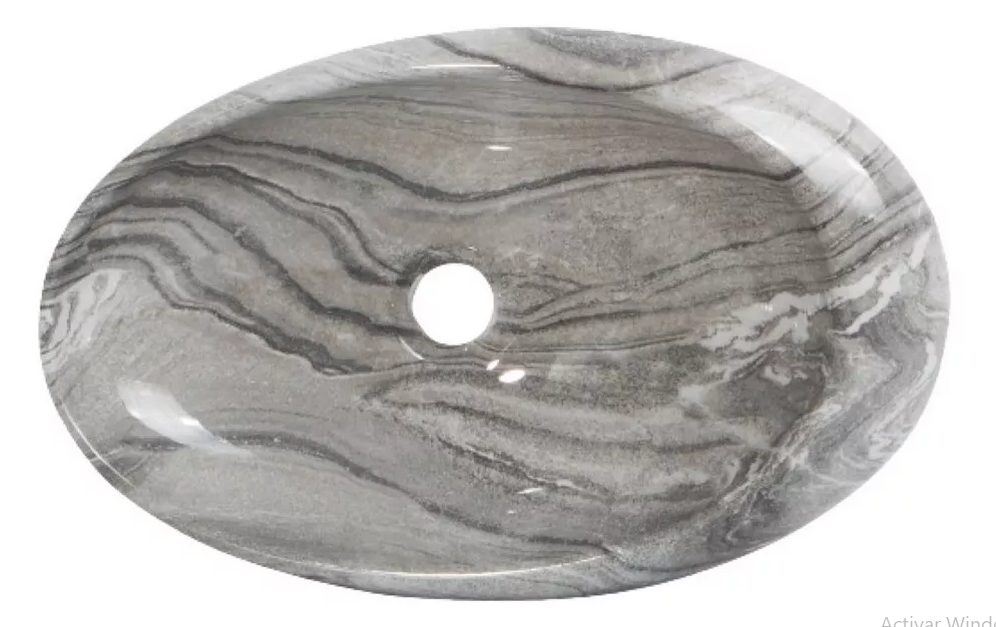 Lavabo Cerámico para Baño NA -GR, acabado marmoleado brillante en tono gris. De sobreponer, con diseño europeo ideal para todo tipo de baños. Dimensiones 50.0 x 33.0 x 12.0 cms. (base x altura x profundidad).