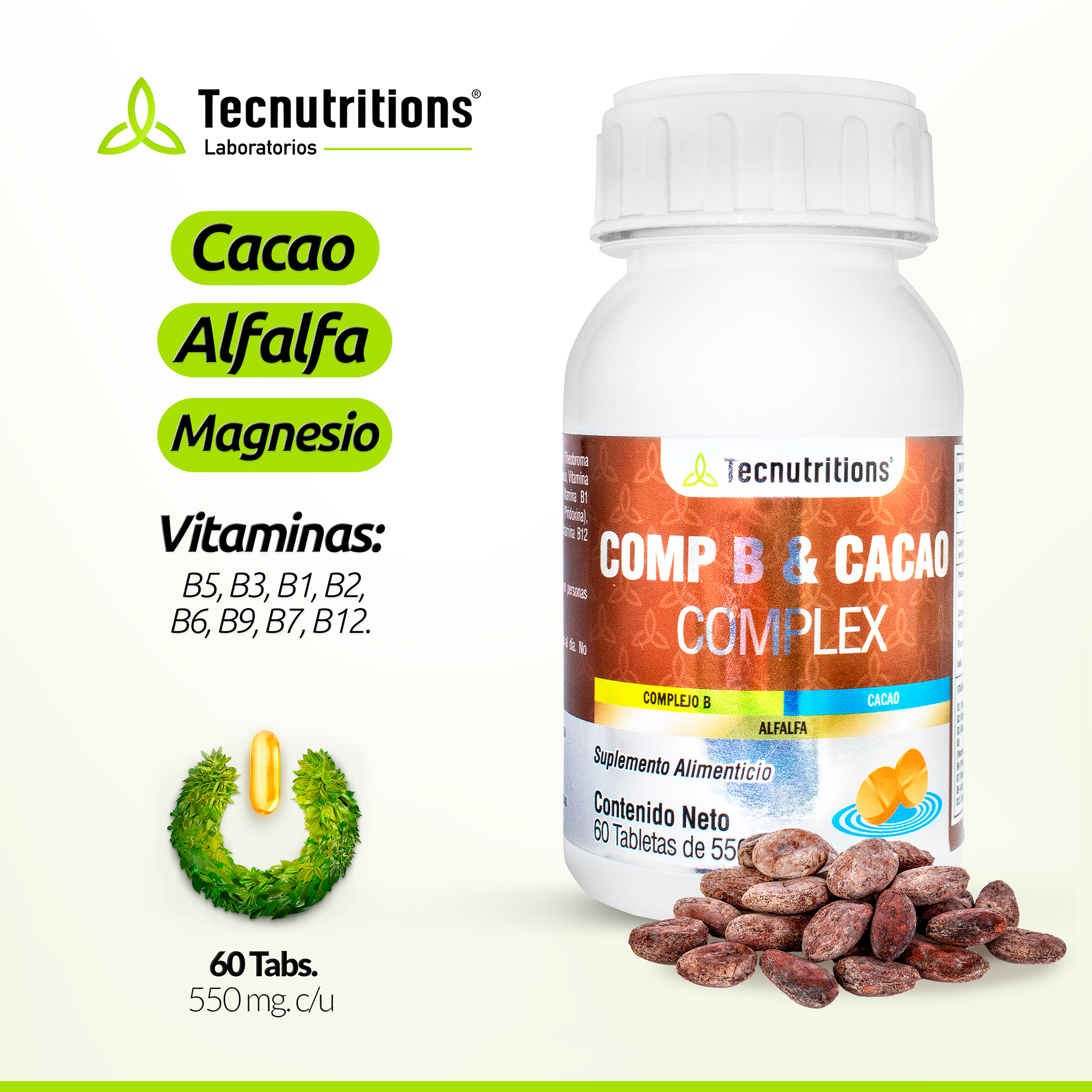 Suplemento Complejo B Y Cacao Tecnutritions Energía Sistema Nervioso