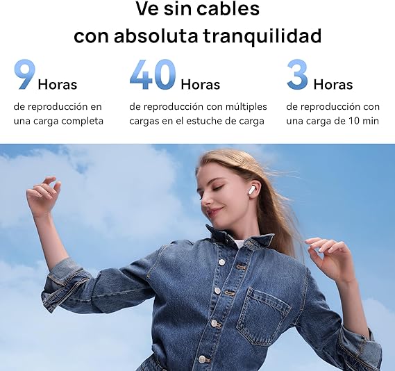 HUAWEI FreeBuds SE 2 (Garantía en México)- Auriculares 40 Horas de Batería, Protección IP54 contra el Polvo y Las Salpicaduras, Bluetooth 5.3, iOS y Android, Audifonos Inalambricos, Azul Glacial