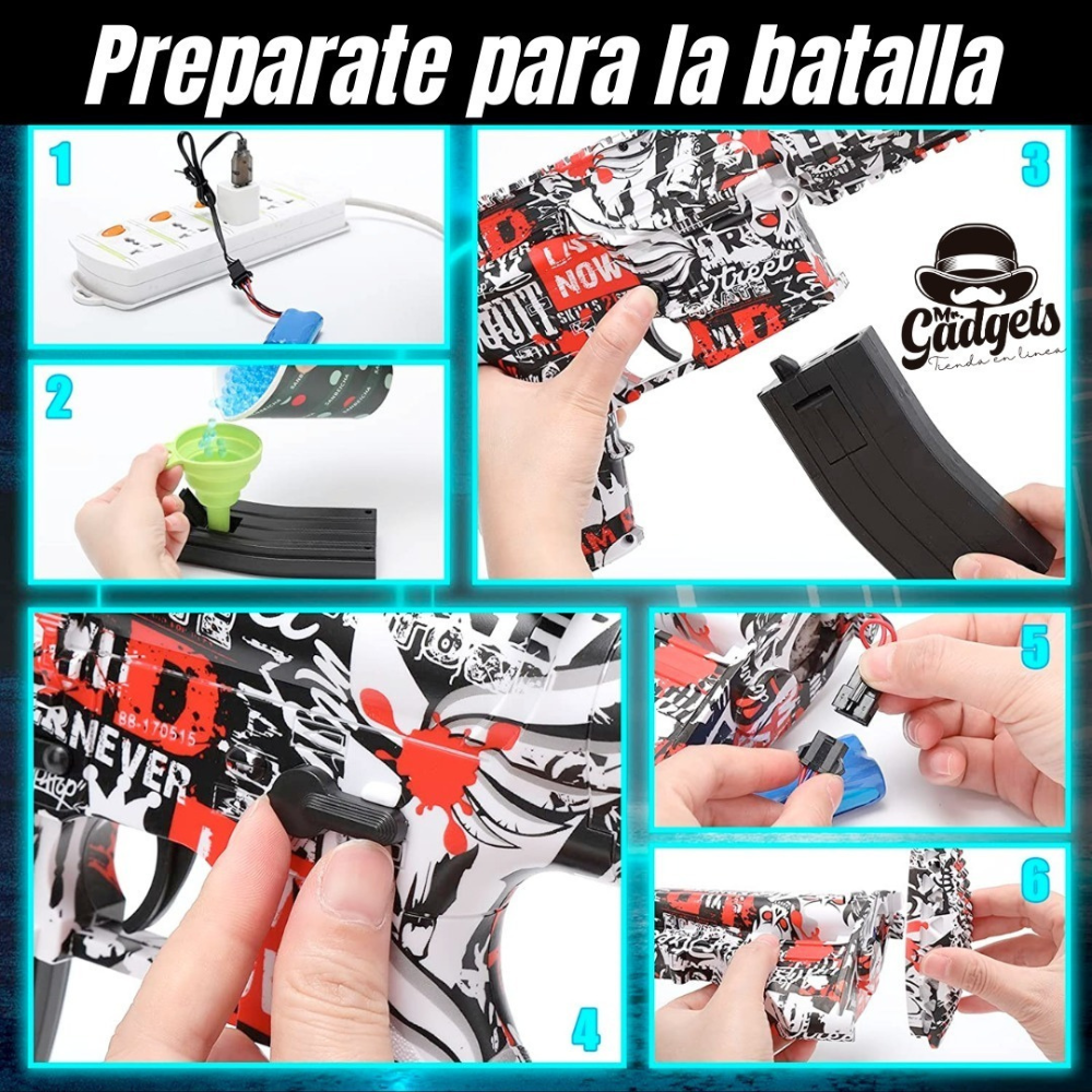 Lanzador de Juguete Automático de Hidrogel,Ametralladora M416 Arma De Juguete Rifle Hidrogel,Gel Blaster, Juego de Equipo Disparo de Proyectiles de Hidrogel, Batería Recargable..