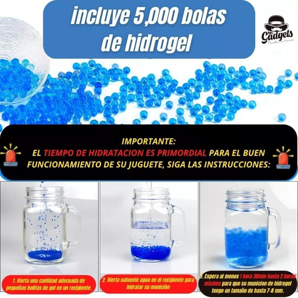 Lanzador de Juguete Automático de Hidrogel,Ametralladora M416 Arma De Juguete Rifle Hidrogel,Gel Blaster, Juego de Equipo Disparo de Proyectiles de Hidrogel, Batería Recargable..