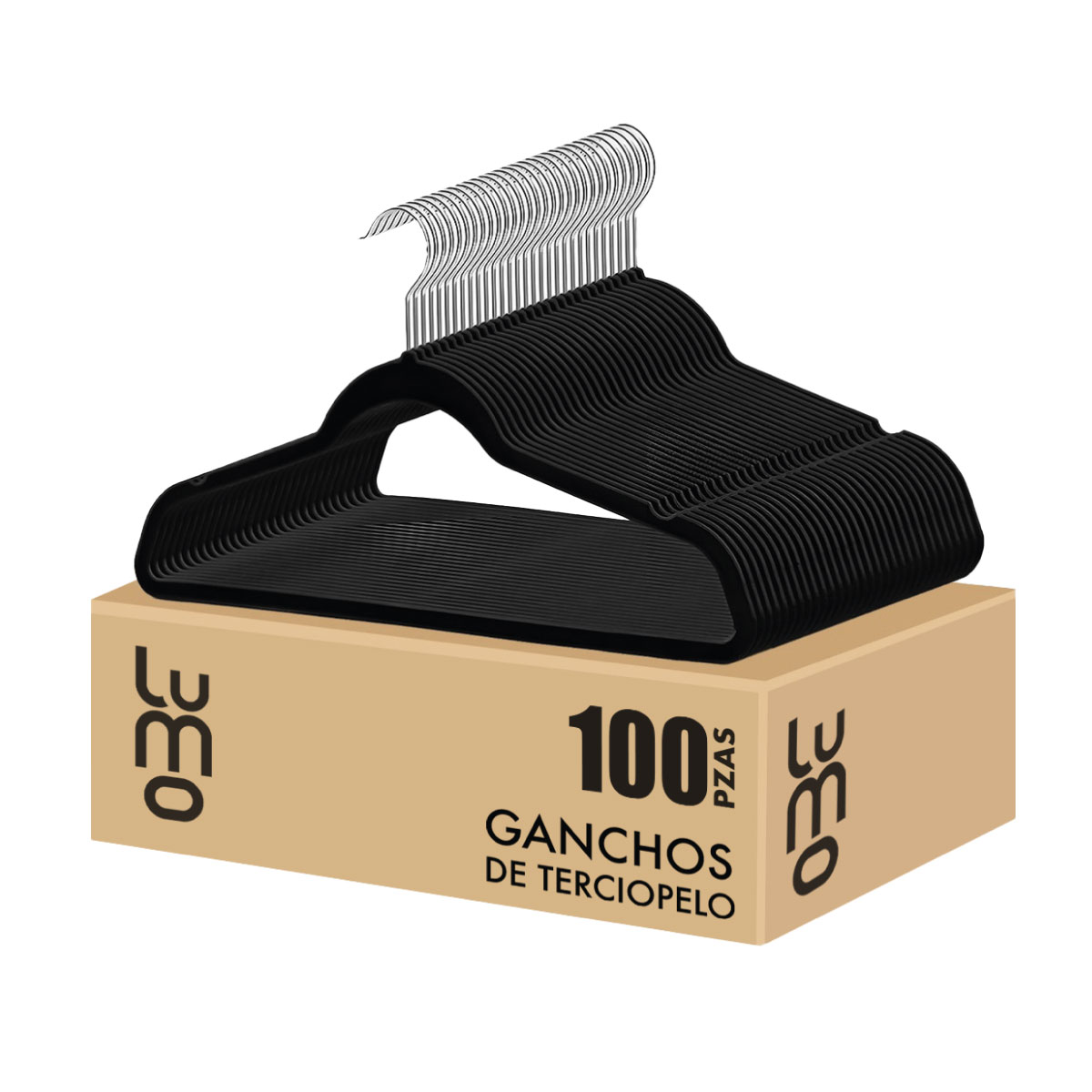 Set De 100 Ganchos Perchas Terciopelo Velvet Premium.