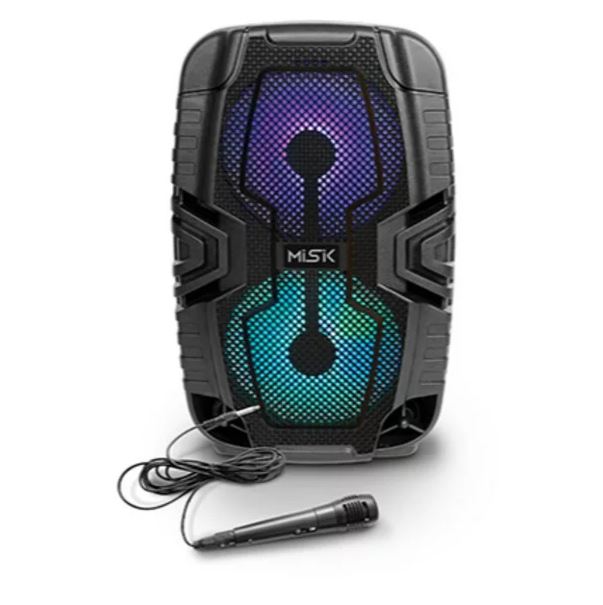 Bafle MB116 MISIK Amplificado TWS Bluetooth, Radio FM Reproductor USB Incluye Micrófono Negro.