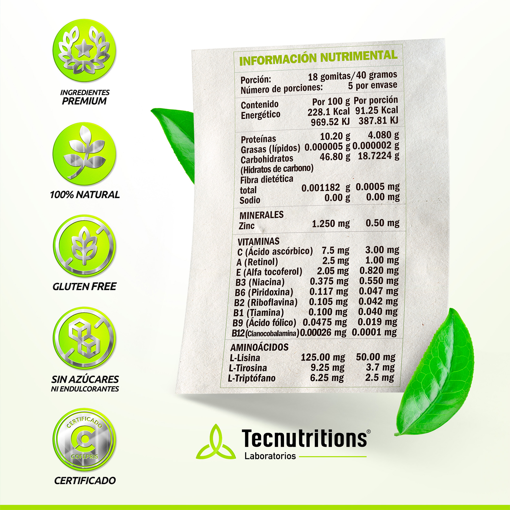 Suplemento Vitaminas Para Niños En Gomitas, Tecnutritions® sistema inmunológico