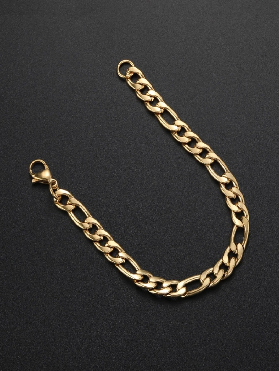 Pulsera, esclava figaro color oro para hombre, de acero inoxidable