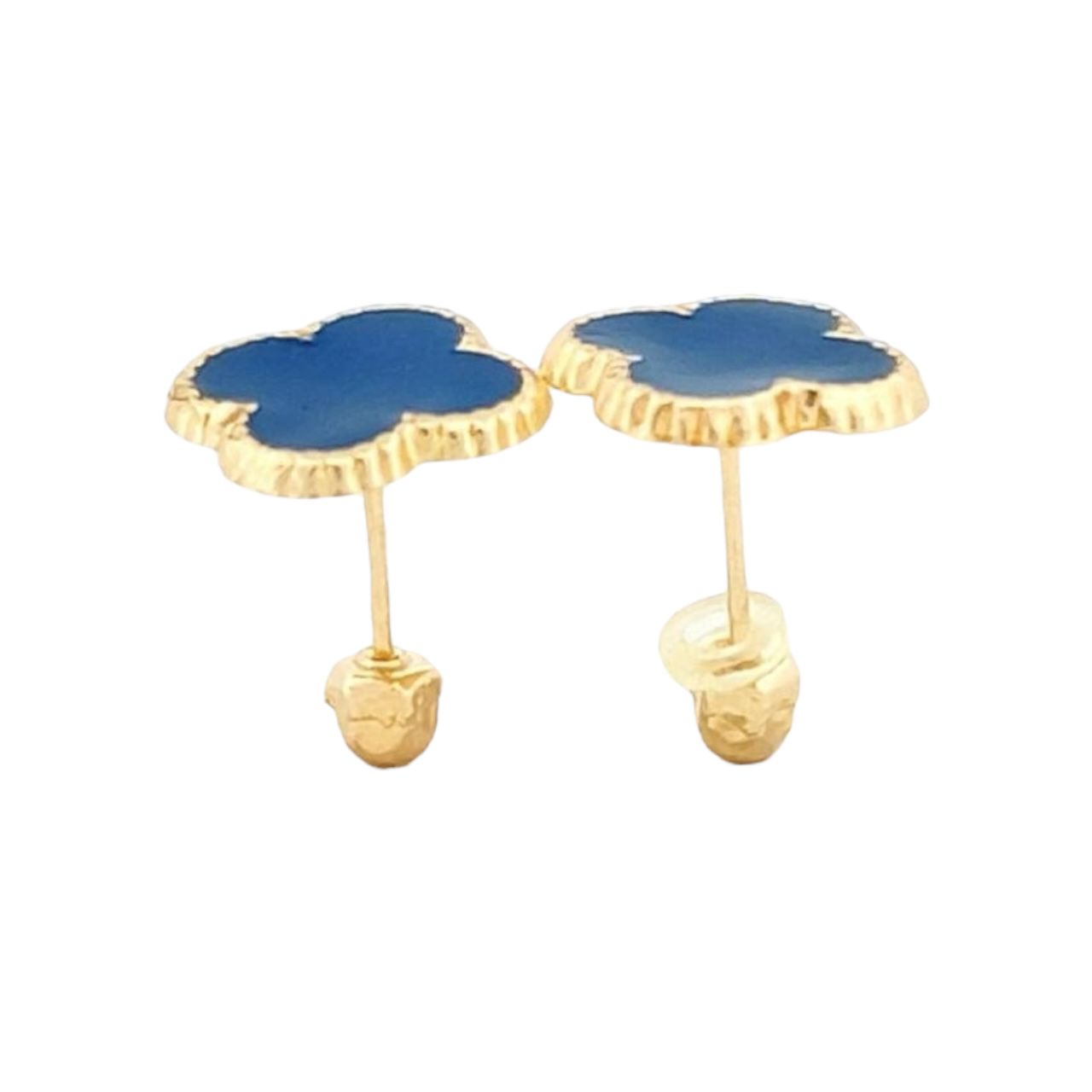 Broqueles Trébol Azul Gde Ligero Oro 10 K + Obsequio.