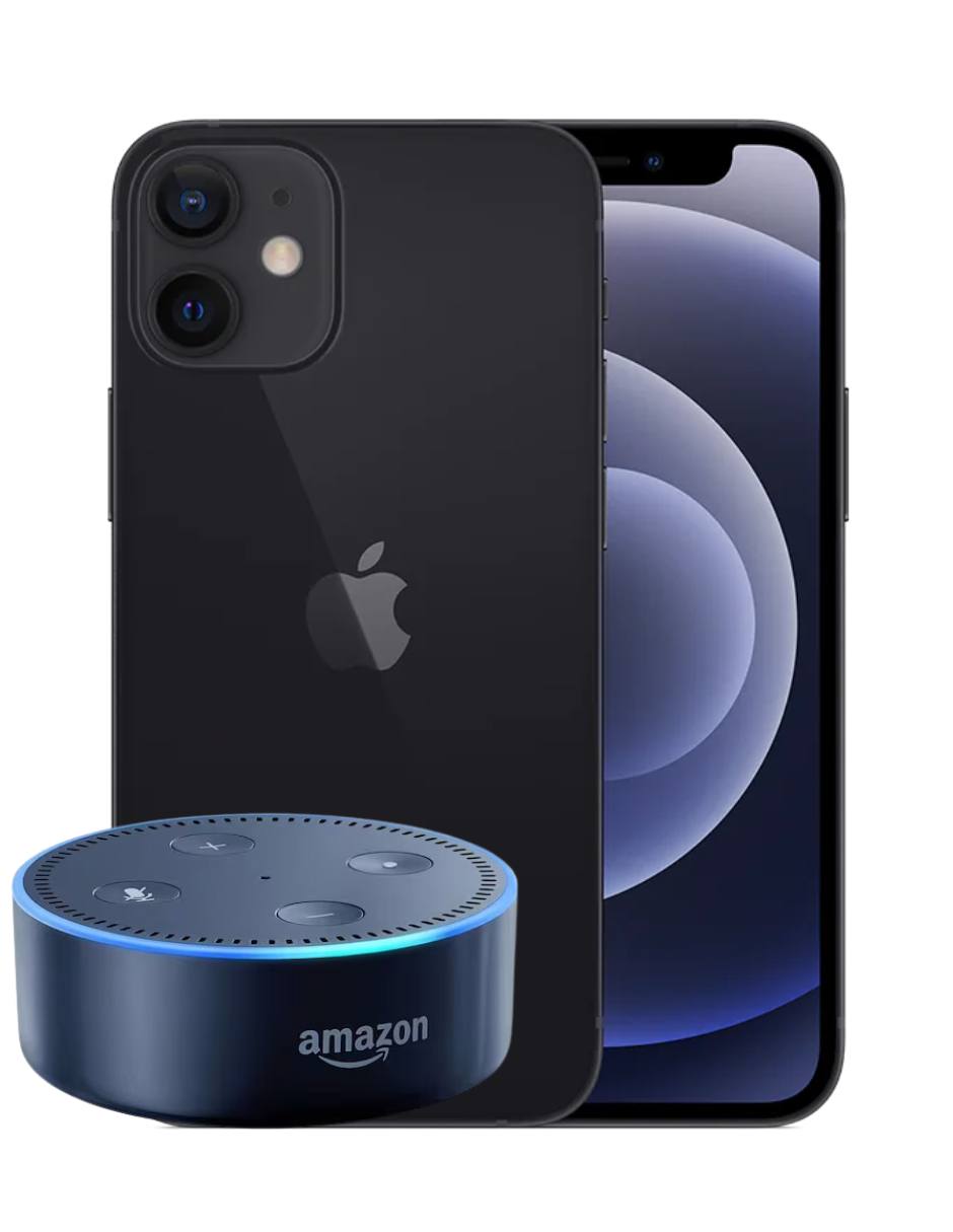 Combo Apple iPhone 12 Mini 128GB Negro Reacondicionado Grado A  Alexa Echo Dot 2   Funda de Regalo.
